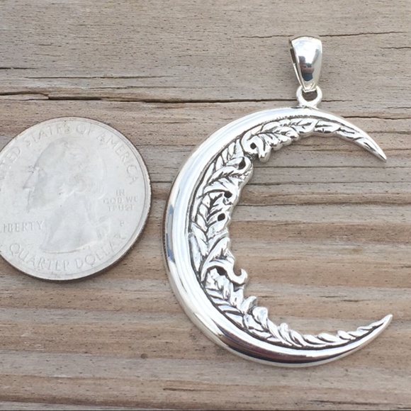 Large Moon Flower Pendant solid .925 Sterling Silver Magick Moon Peter Stone - Picture 7 of 8